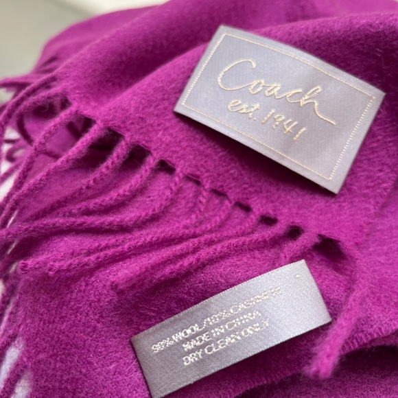 Coach Wool & Cashmere Fringed Scarf - Picture 3 of 7